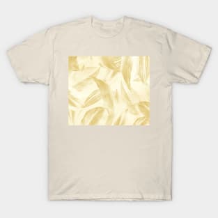 Metallic Gold Leaves Pattern T-Shirt